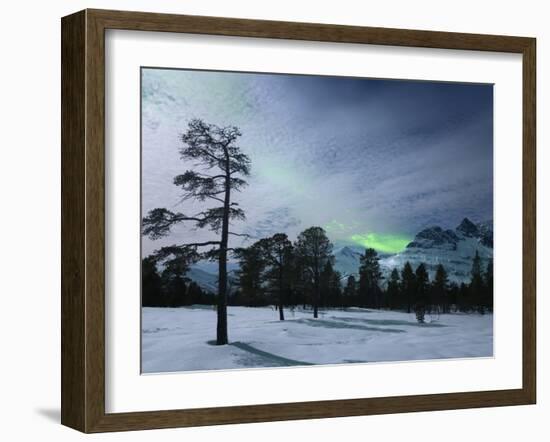 Moonlight And Aurora Borealis, Forramarka, Troms, Norway-Stocktrek Images-Framed Photographic Print