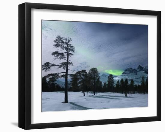 Moonlight And Aurora Borealis, Forramarka, Troms, Norway-Stocktrek Images-Framed Photographic Print