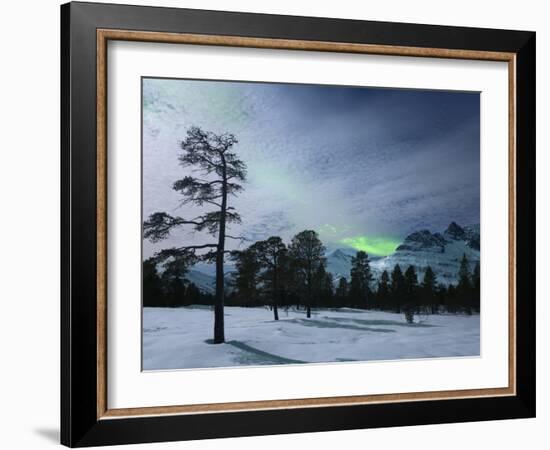 Moonlight And Aurora Borealis, Forramarka, Troms, Norway-Stocktrek Images-Framed Photographic Print