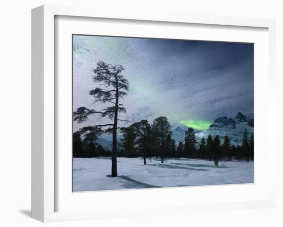 Moonlight And Aurora Borealis, Forramarka, Troms, Norway-Stocktrek Images-Framed Photographic Print