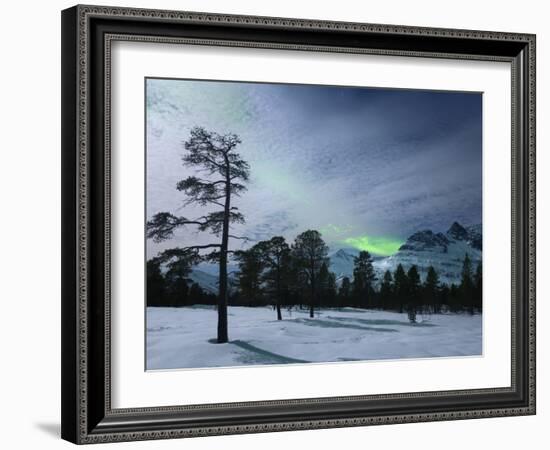 Moonlight And Aurora Borealis, Forramarka, Troms, Norway-Stocktrek Images-Framed Photographic Print