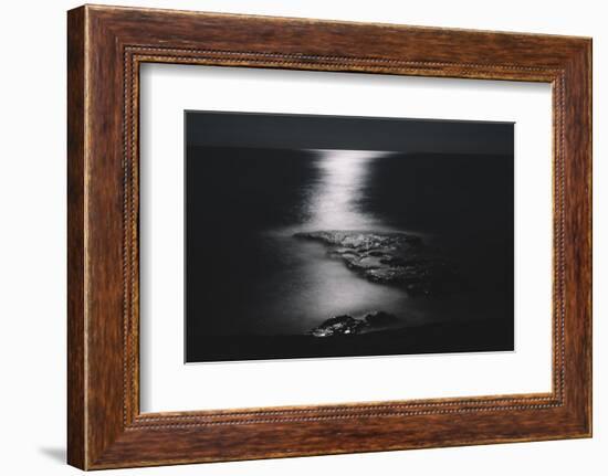 Moonlight at a clear night on the Balearic island Formentera on the Mitjorn beach,-Nadja Jacke-Framed Photographic Print