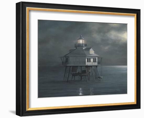 Moonlight At Middle Bay Light-David Knowlton-Framed Giclee Print