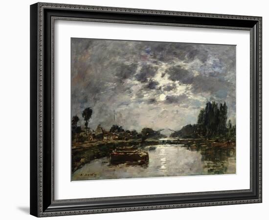 Moonlight, Canal De St. Valery, 1891-Eugène Boudin-Framed Giclee Print