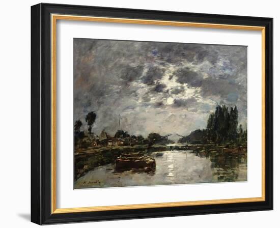 Moonlight, Canal De St. Valery, 1891-Eugène Boudin-Framed Giclee Print