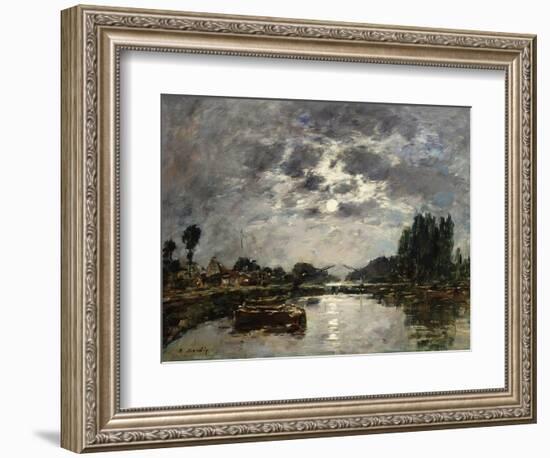 Moonlight, Canal De St. Valery, 1891-Eugène Boudin-Framed Giclee Print