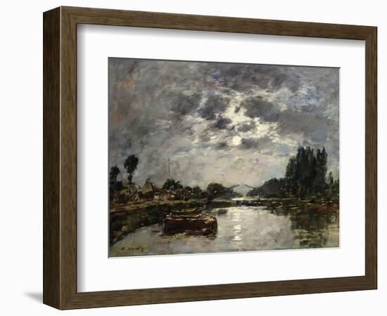 Moonlight, Canal De St. Valery, 1891-Eugène Boudin-Framed Giclee Print