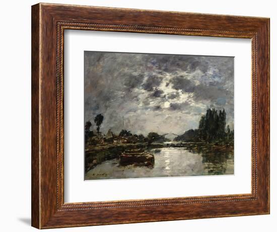 Moonlight, Canal De St. Valery, 1891-Eugène Boudin-Framed Giclee Print