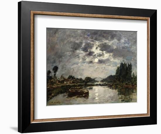 Moonlight, Canal De St. Valery, 1891-Eugène Boudin-Framed Giclee Print