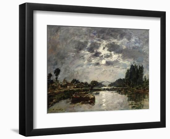 Moonlight, Canal De St. Valery, 1891-Eugène Boudin-Framed Giclee Print