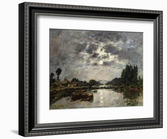 Moonlight, Canal De St. Valery, 1891-Eugène Boudin-Framed Giclee Print