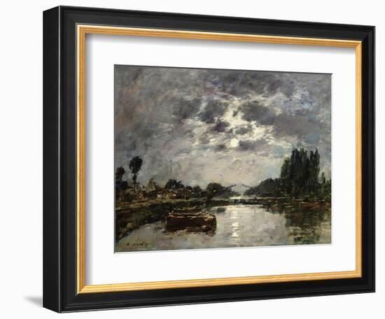 Moonlight, Canal De St. Valery, 1891-Eugène Boudin-Framed Giclee Print