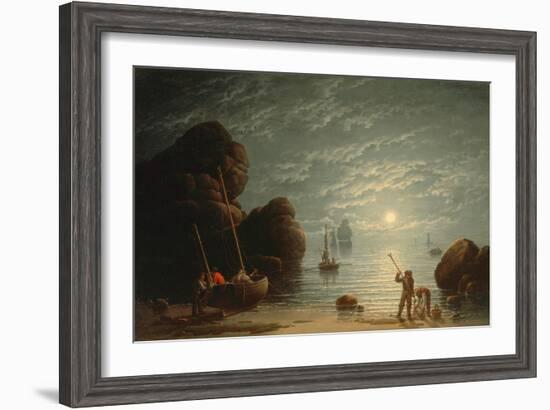 Moonlight Coastal Scene, 1836-Robert Salmon-Framed Giclee Print