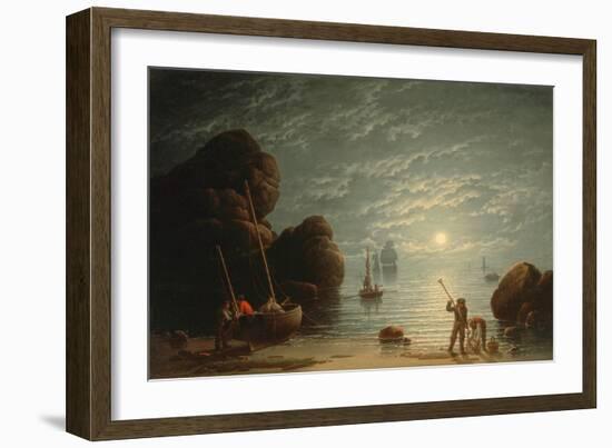 Moonlight Coastal Scene, 1836-Robert Salmon-Framed Giclee Print