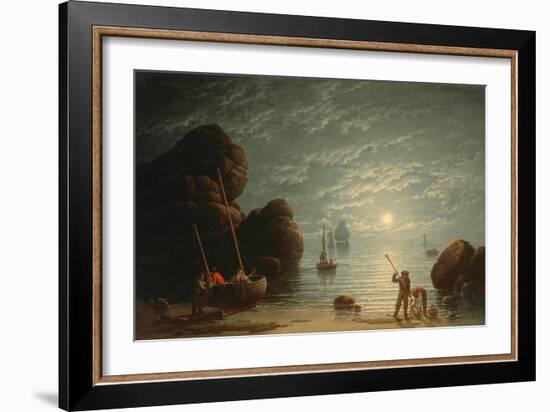 Moonlight Coastal Scene, 1836-Robert Salmon-Framed Giclee Print