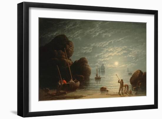 Moonlight Coastal Scene, 1836-Robert Salmon-Framed Giclee Print