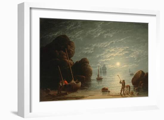 Moonlight Coastal Scene, 1836-Robert Salmon-Framed Giclee Print