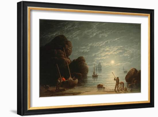 Moonlight Coastal Scene, 1836-Robert Salmon-Framed Giclee Print