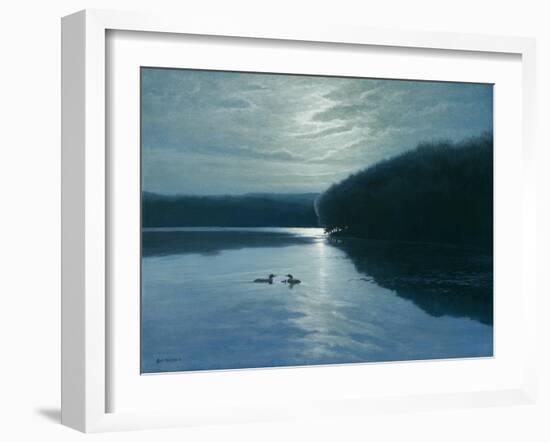 Moonlight Loons-Michael Budden-Framed Giclee Print