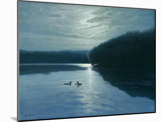 Moonlight Loons-Michael Budden-Mounted Giclee Print