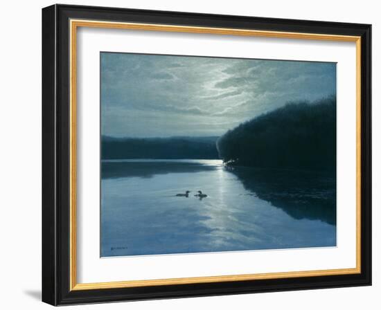 Moonlight Loons-Michael Budden-Framed Giclee Print