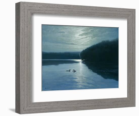 Moonlight Loons-Michael Budden-Framed Giclee Print