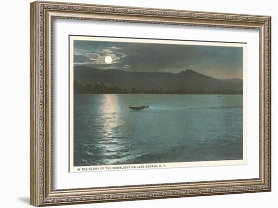 Moonlight on Lake George, New York-null-Framed Art Print