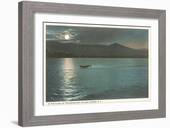 Moonlight on Lake George, New York-null-Framed Art Print