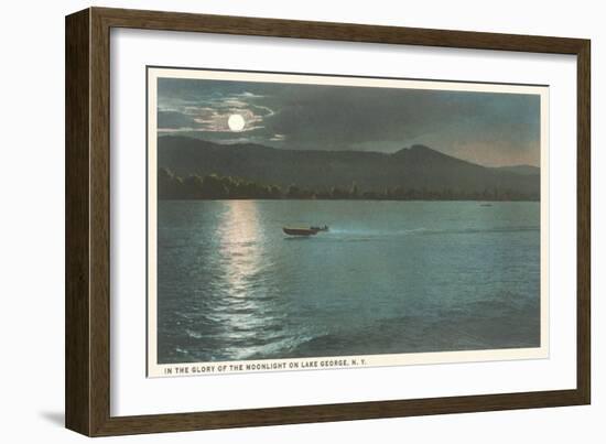 Moonlight on Lake George, New York-null-Framed Art Print