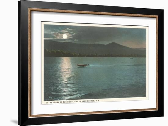 Moonlight on Lake George, New York-null-Framed Art Print