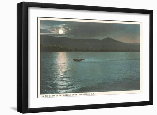 Moonlight on Lake George, New York-null-Framed Art Print