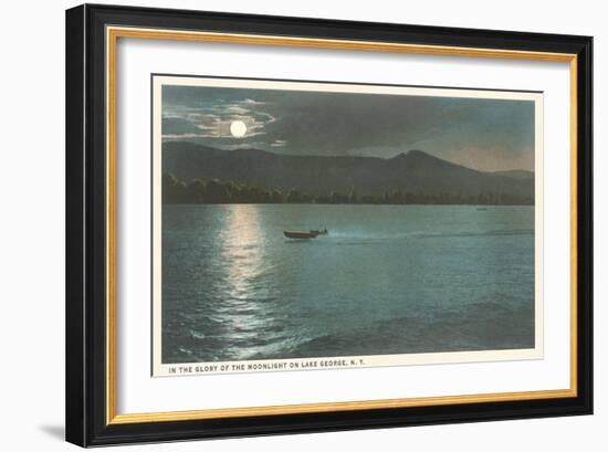 Moonlight on Lake George, New York-null-Framed Art Print