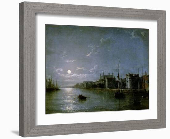 Moonlight on the Thames-Henry Pether-Framed Giclee Print