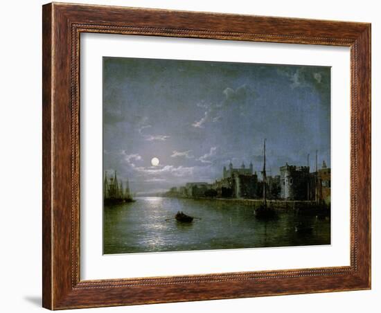 Moonlight on the Thames-Henry Pether-Framed Giclee Print