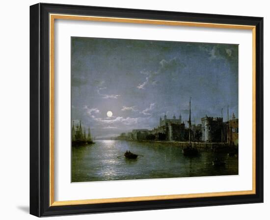 Moonlight on the Thames-Henry Pether-Framed Giclee Print