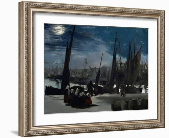 Moonlight Over Boulogne Harbor, 1869-Edouard Manet-Framed Giclee Print