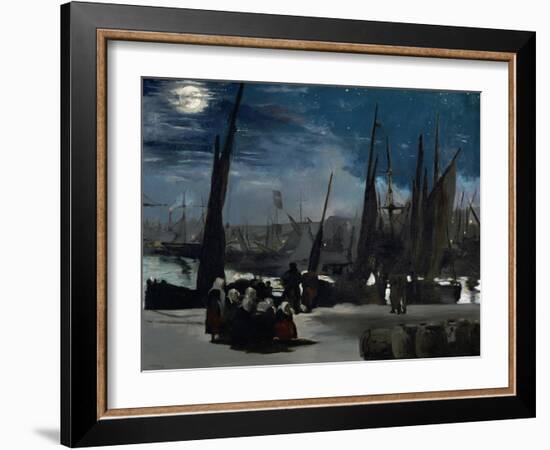 Moonlight Over Boulogne Harbor, 1869-Edouard Manet-Framed Giclee Print