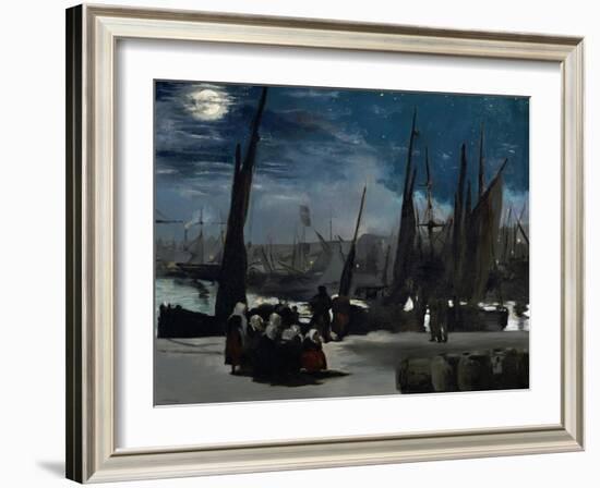 Moonlight Over Boulogne Harbor, 1869-Edouard Manet-Framed Giclee Print