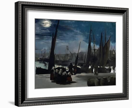 Moonlight Over Boulogne Harbor, 1869-Edouard Manet-Framed Giclee Print