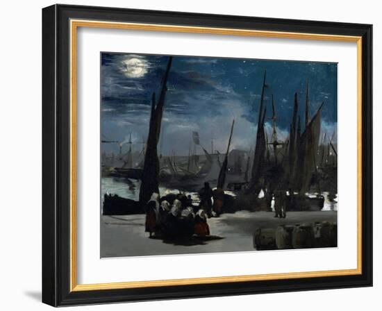 Moonlight Over Boulogne Harbor, 1869-Edouard Manet-Framed Giclee Print