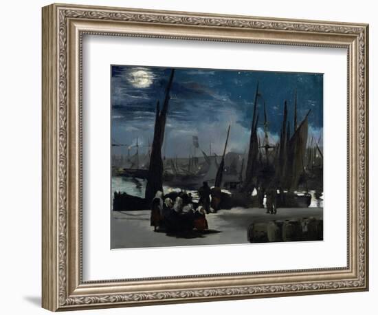 Moonlight Over Boulogne Harbor, 1869-Edouard Manet-Framed Giclee Print