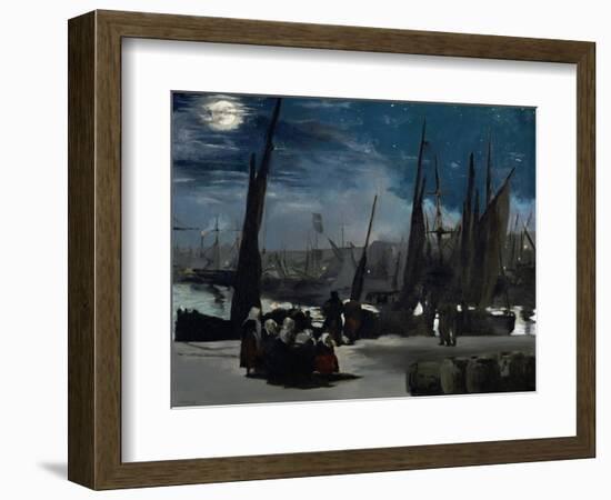 Moonlight Over Boulogne Harbor, 1869-Edouard Manet-Framed Giclee Print