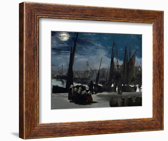 Moonlight Over Boulogne Harbor, 1869-Edouard Manet-Framed Giclee Print