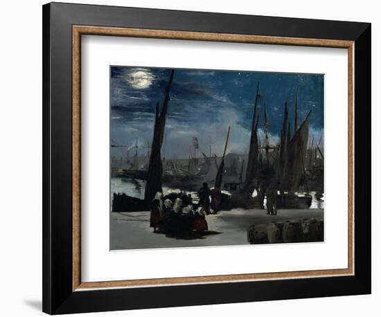 Moonlight Over Boulogne Harbor, 1869-Edouard Manet-Framed Giclee Print