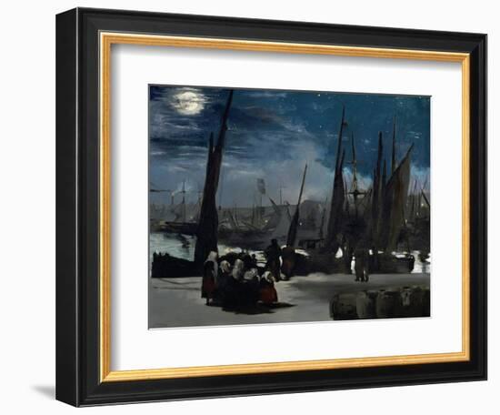 Moonlight Over Boulogne Harbor, 1869-Edouard Manet-Framed Giclee Print