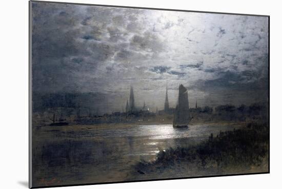 Moonlight over Luebeck-Louis Douzette-Mounted Giclee Print