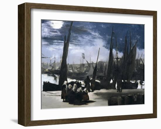 Moonlight over the Port of Boulogne-Edouard Manet-Framed Art Print