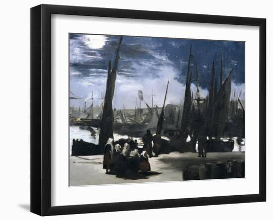 Moonlight over the Port of Boulogne-Edouard Manet-Framed Art Print