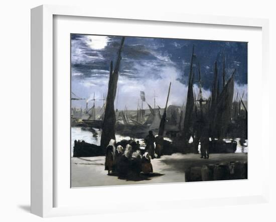 Moonlight over the Port of Boulogne-Edouard Manet-Framed Art Print