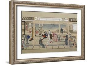Moonlight Revelry at Dozo Sagami, Late 18th C-Kitagawa Utamaro-Framed Giclee Print